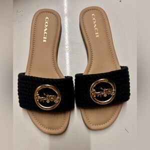 Coach Jolie Rope Sandal **NIB** | Black Sandals with Gold Logo
